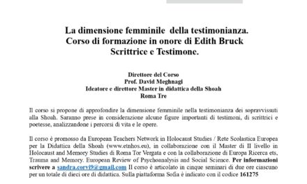 La dimensione femminile della testimonianza – Corso di Formazione – Roma