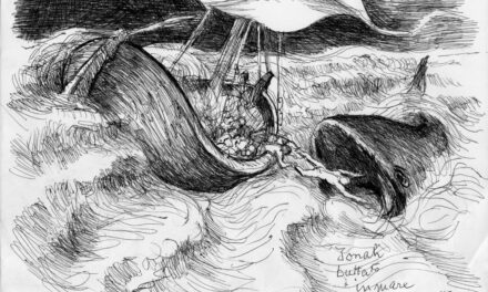 Jonah gettato in mare – Profeti: Jonah 3, 2.1 – Disegno di Stefano Levi della Torre
